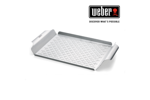 WEBER DELUXE GRILLING PAN - STAINLESS STEEL, RECTANGULAR AND DISHWASHER SAFE 30x44cm, 6434