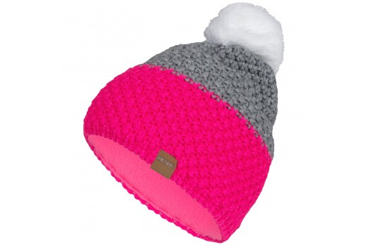 knitted beanie ELEVEN MAD pink/white