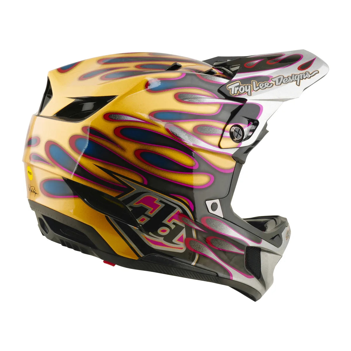 Casco TROY LEE DESIGNS D4 Carbon MIPS - Overspray - Oro/Negro, 13903000