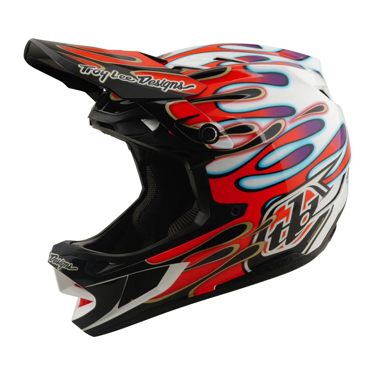 Casque TROY LEE DESIGNS D4 Composite MIPS Overspray - Blanc/Rouge, 14003000
