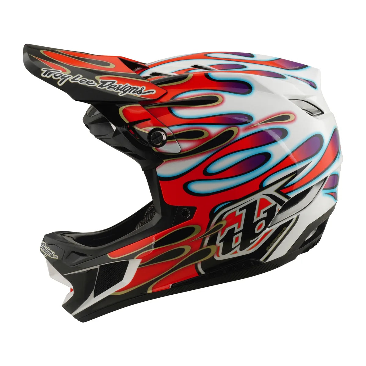 Casque TROY LEE DESIGNS D4 Composite MIPS Overspray - Blanc/Rouge, 14003000