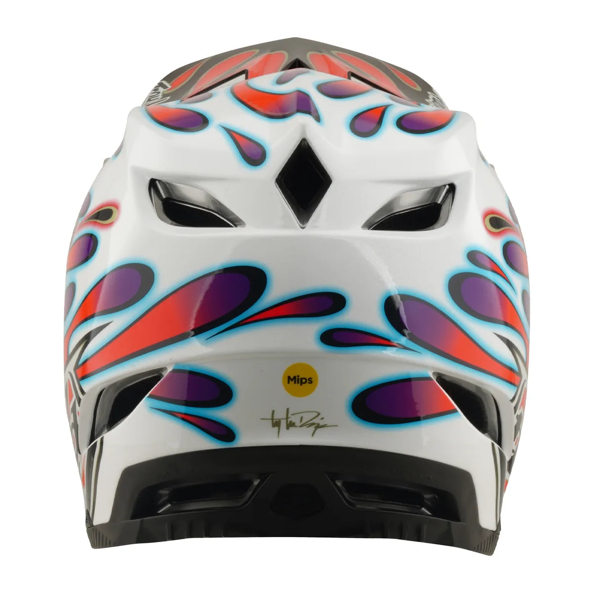 Casque TROY LEE DESIGNS D4 Composite MIPS Overspray - Blanc/Rouge, 14003000