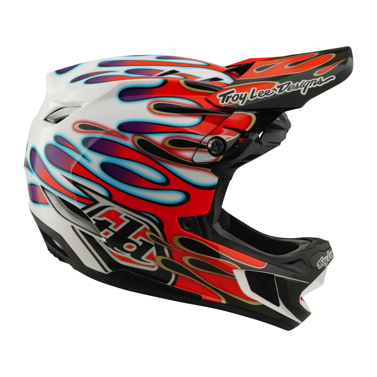 Casque TROY LEE DESIGNS D4 Composite MIPS Overspray - Blanc/Rouge, 14003000