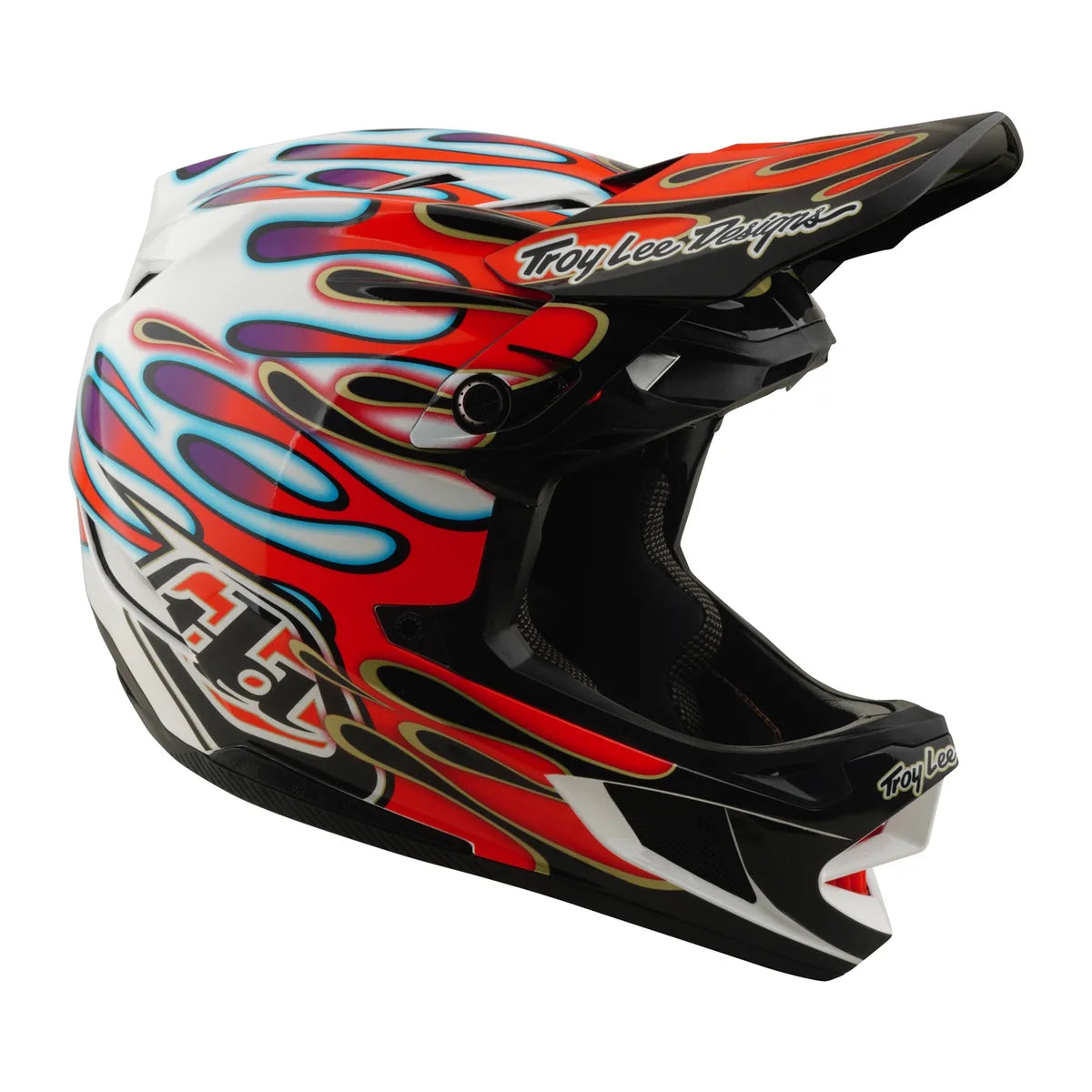 Casque TROY LEE DESIGNS D4 Composite MIPS Overspray - Blanc/Rouge, 14003000