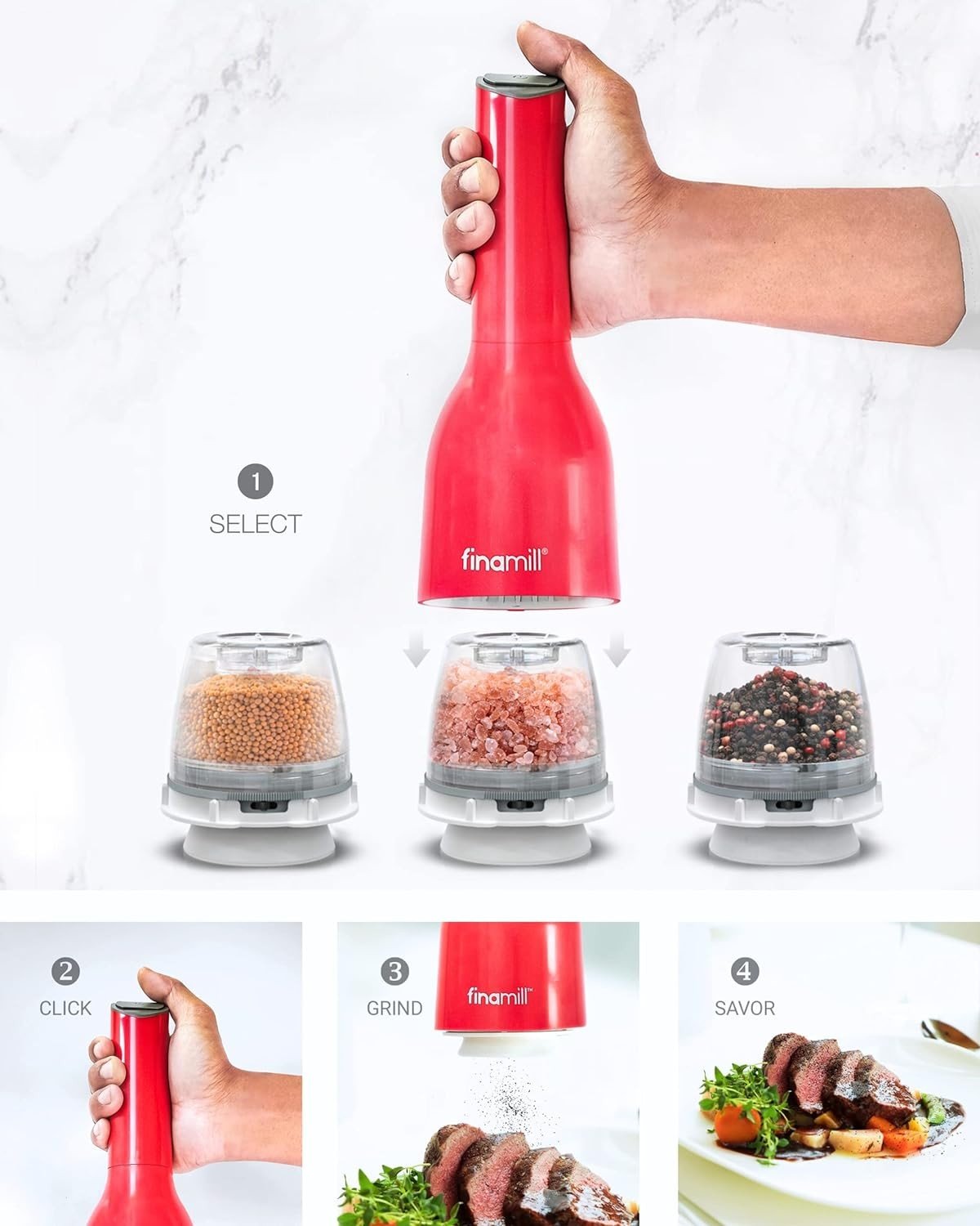 FINAMILL electric spice grinder, rechargeable - sangria - FINAMILL - Evelostore