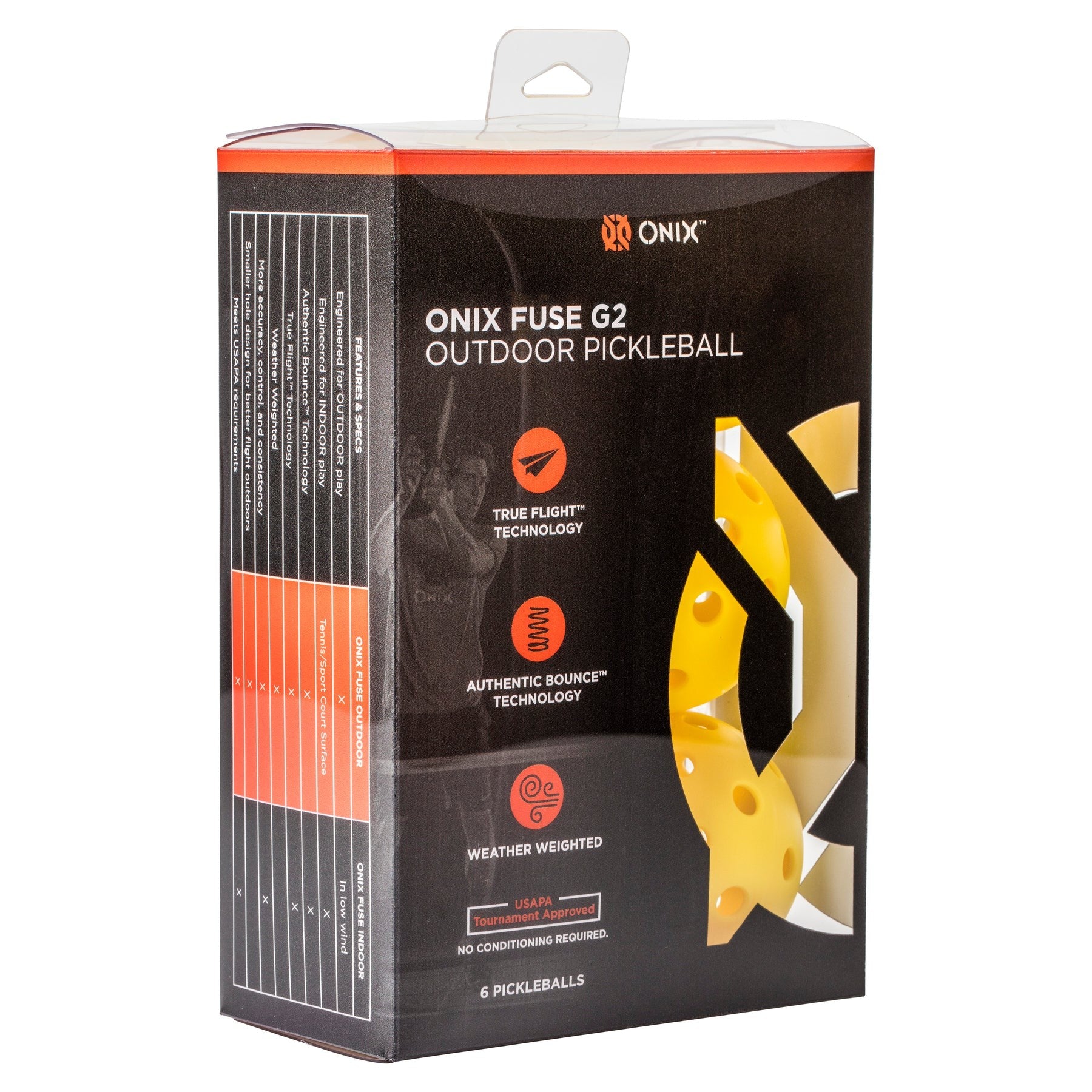 ONIX FUSE G2 OUTDOOR pickleballs 6 pack - yellow - ONIX - Evelostore
