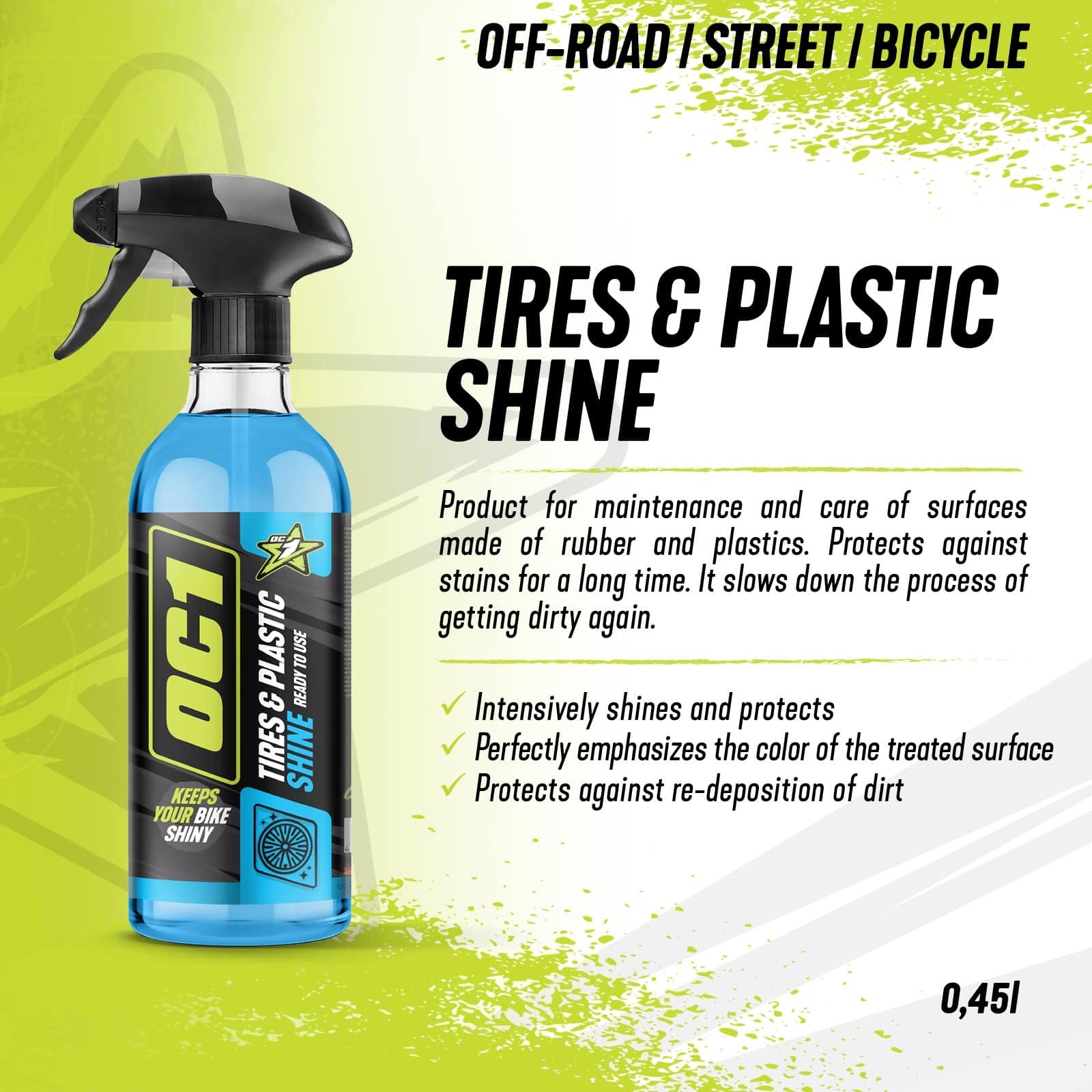 OC1 TIRES&PLASTIC SHINE cleaner 450ml - OC1 - Evelostore