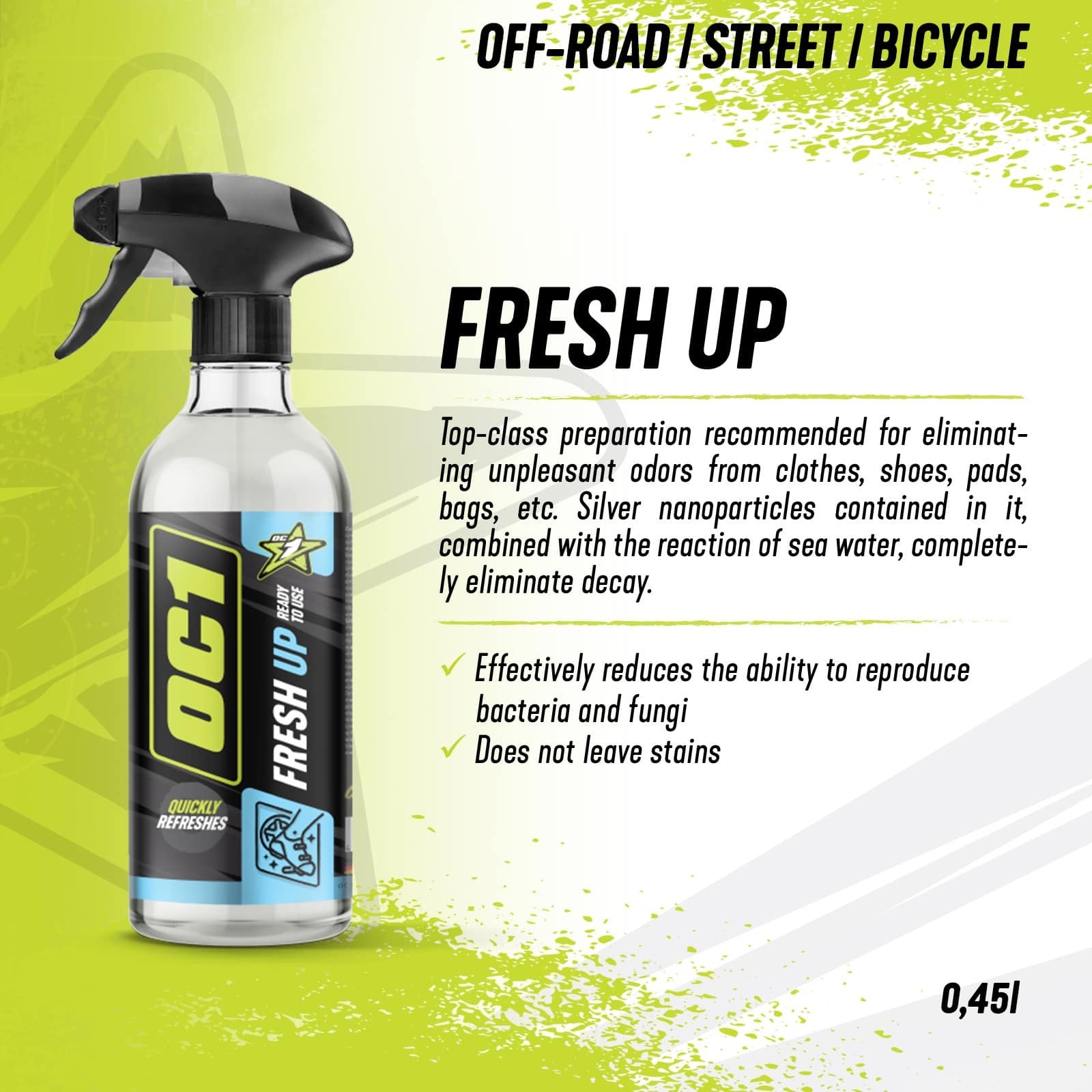 OC1 FRESH UP anti - bacterial spray 450ml - OC1 - Evelostore