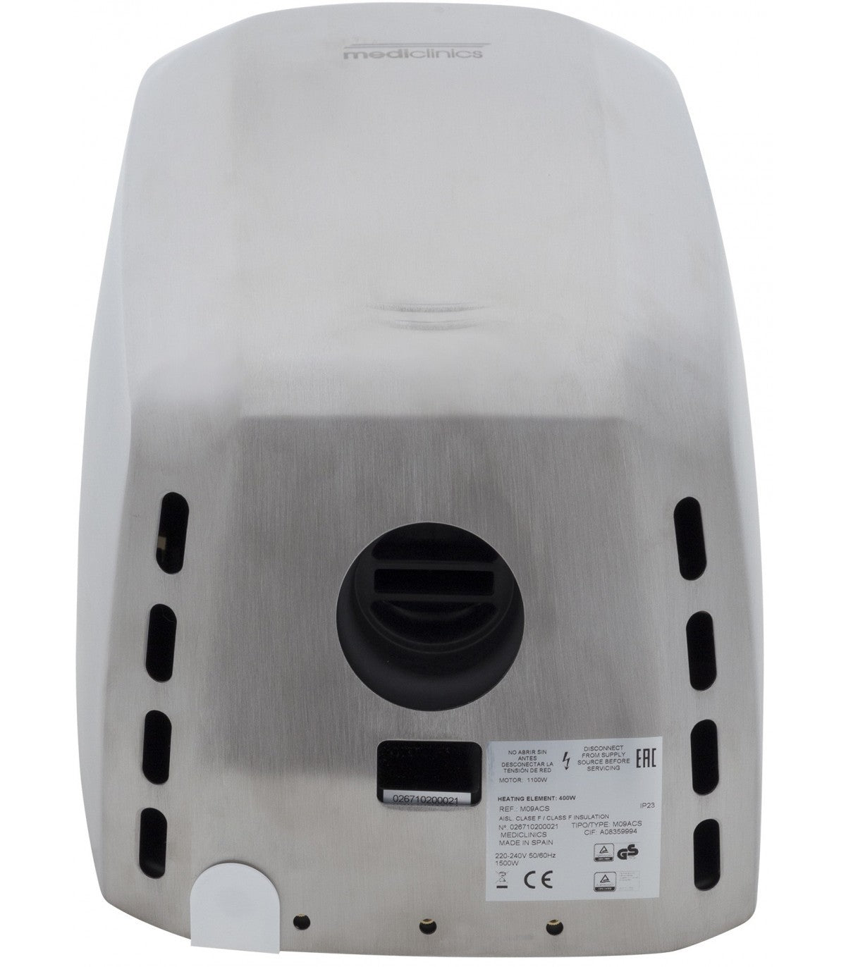 MEDICLINICS MACHFLOW PLUS M09ACS - FIL hand dryer - satin finish - MEDICLINICS - Evelostore
