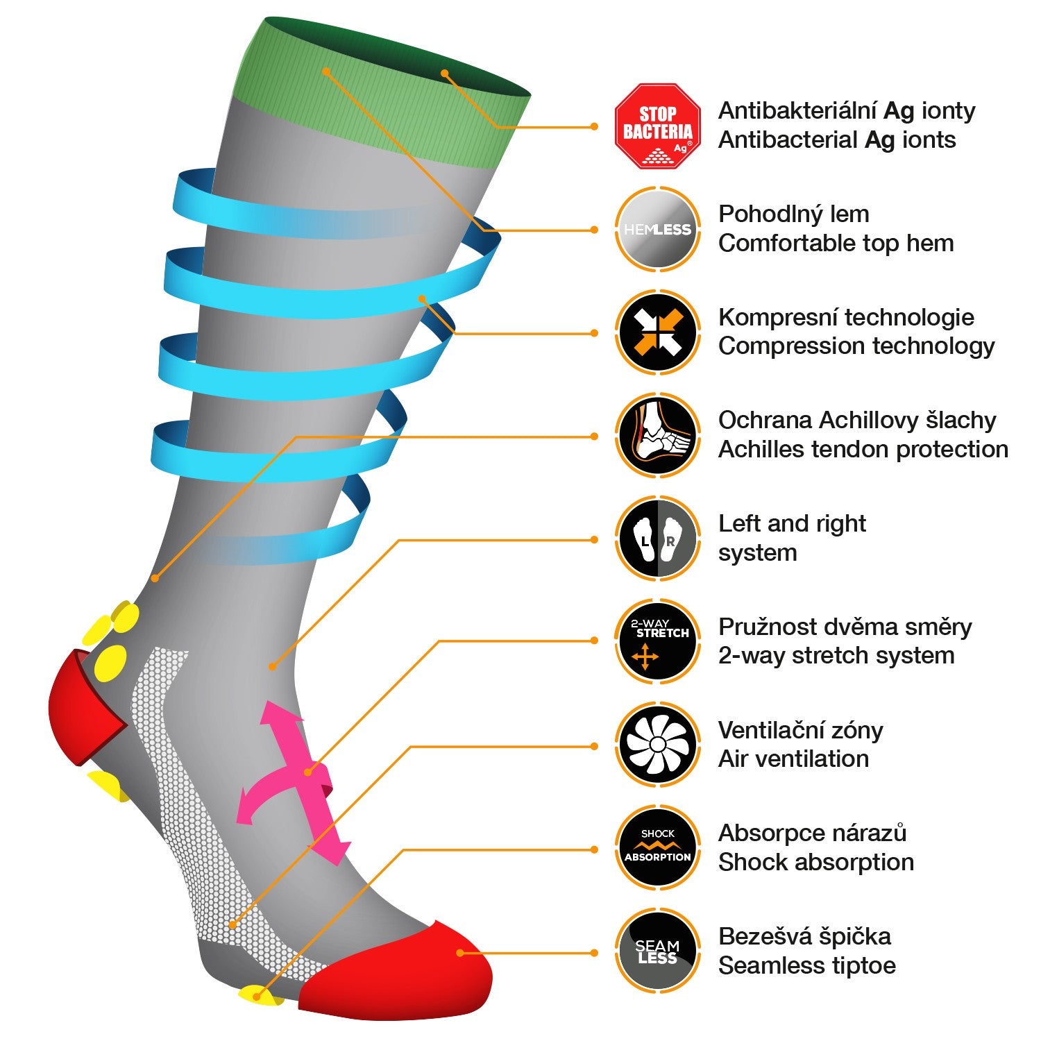 ELEVEN SPORTSWEAR POWERFLOW long compression socks - LATVIA - ELEVEN SPORTSWEAR - Evelostore