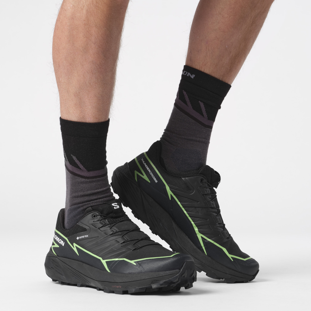 SALOMON THUNDERCROSS GTX trail running shoes - black/green