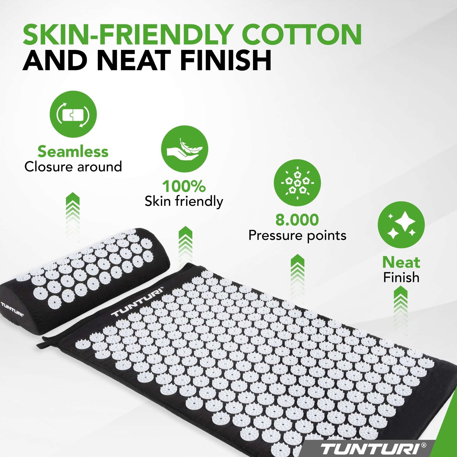 TUNTURI acupressure mat with pillow, 68x42x2 cm - black - TUNTURI - Evelostore