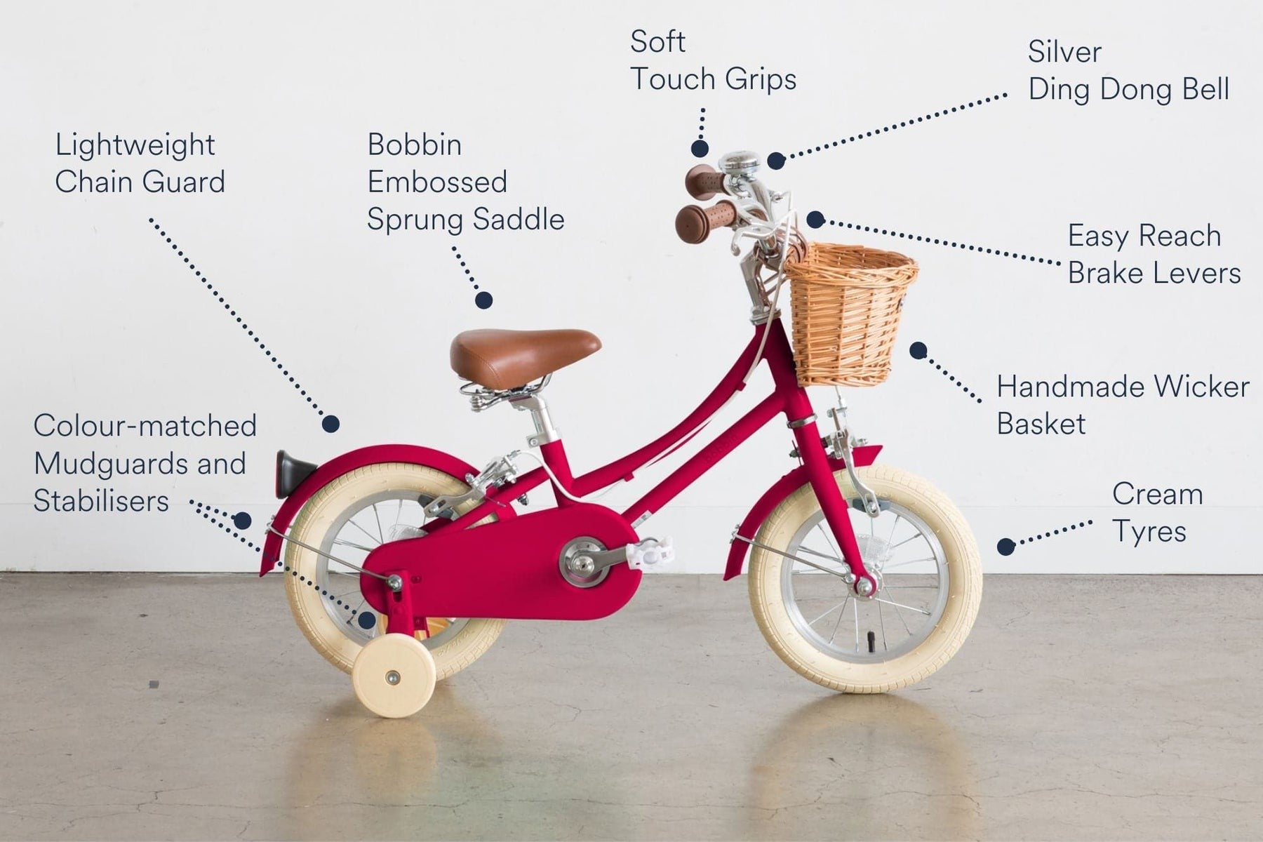 BOBBIN GINGERSNAP 12 children bicycle - cerise - BOBBIN - Evelostore