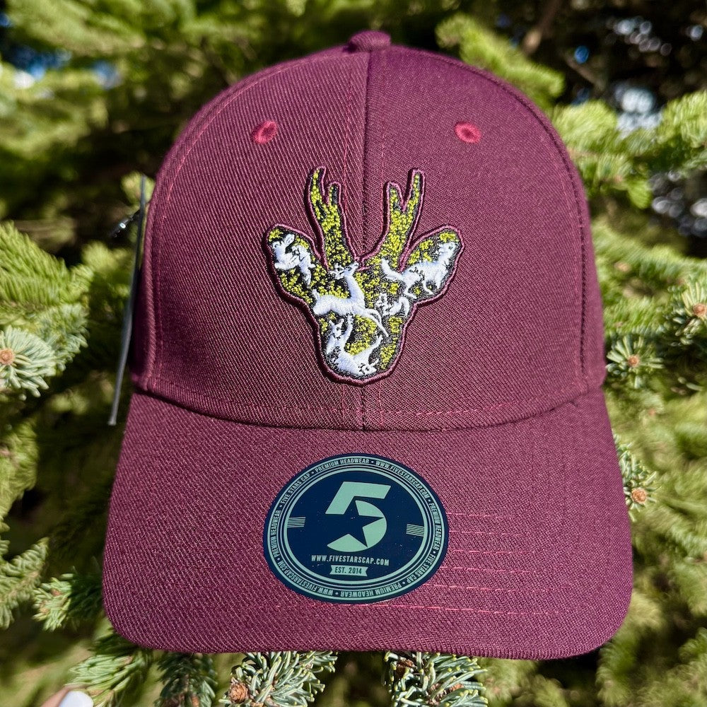 STIRNU BUKS cepure ar saliektu nagu FIVESTARS bordo