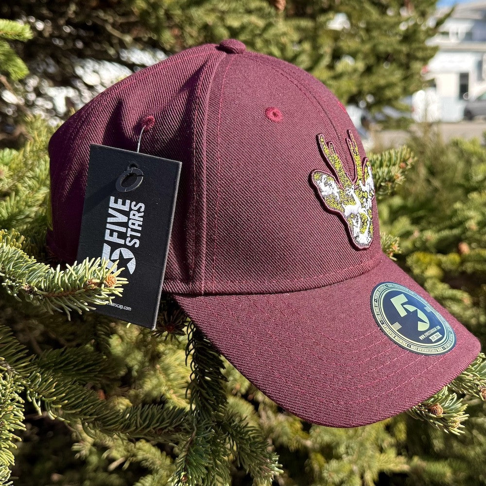 STIRNU BUKS cepure ar saliektu nagu FIVESTARS bordo