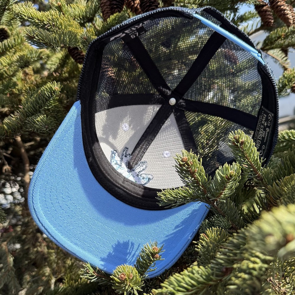 STIRNU BUKS cepure ar saliektu nagu FIVE gaiši zila