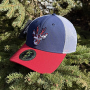 STIRNU BUKS cepure ar saliektu nagu FIVE zila/sarkana