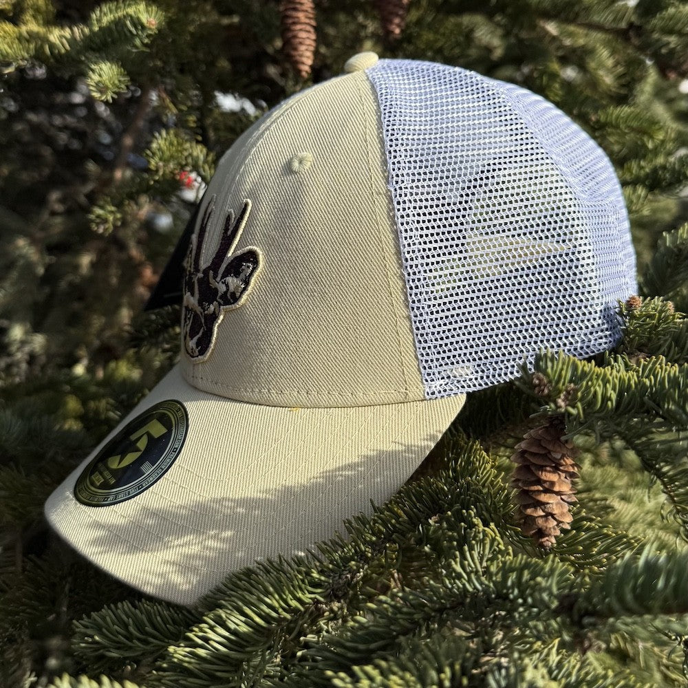 STIRNU BUKS cepure ar saliektu nagu FIVE bēša/balta