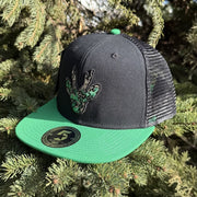 STIRNU BUKS cepure ar taisnu nagu FIVE zaļa/melna