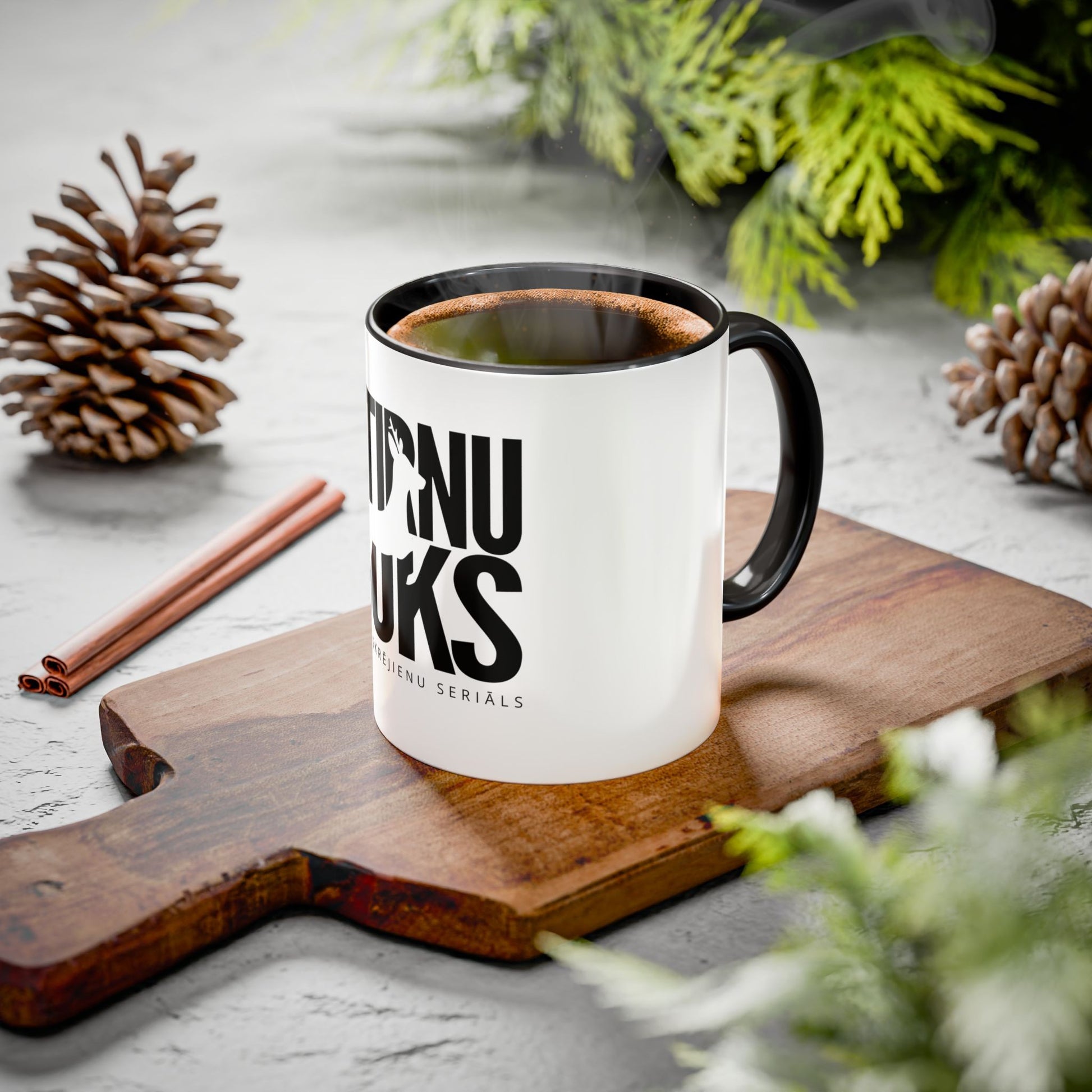 STIRNU BUKS ceramic mug with colourful inside and handle – black - ELEVEN SPORTSWEAR - Evelostore