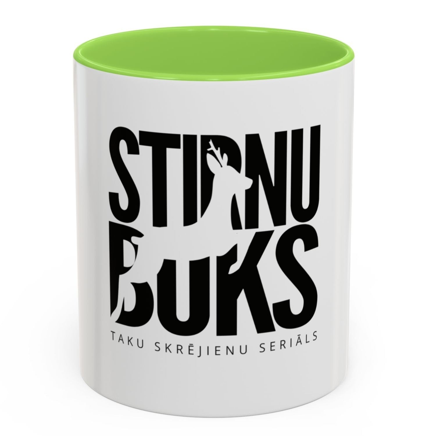 STIRNU BUKS ceramic mug with colourful inside and handle – green - ELEVEN SPORTSWEAR - Evelostore