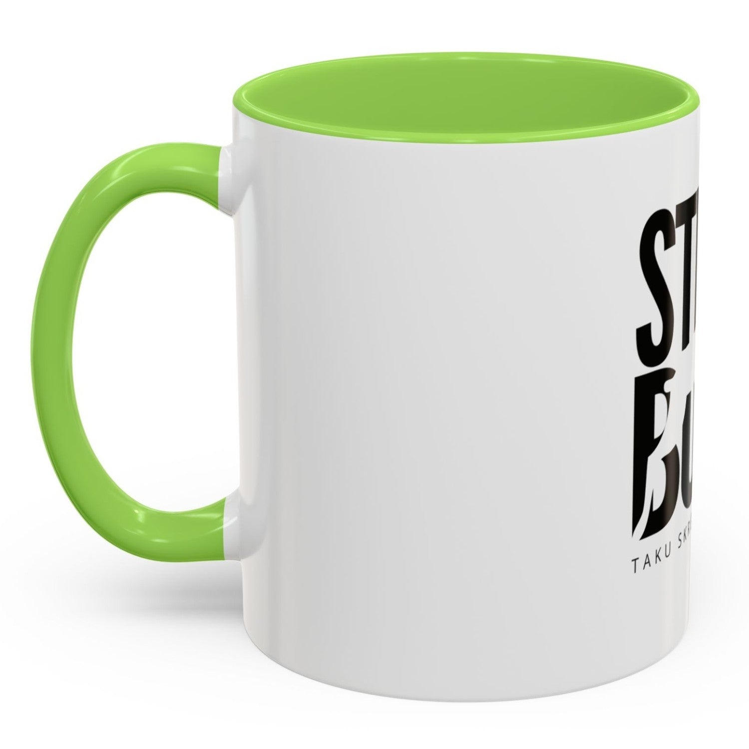 STIRNU BUKS ceramic mug with colourful inside and handle – green - ELEVEN SPORTSWEAR - Evelostore