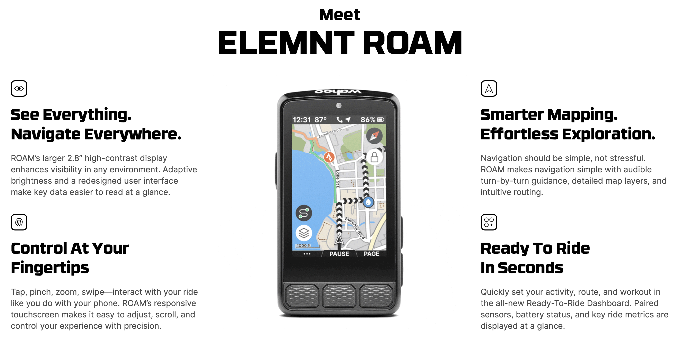 WAHOO ELEMNT ROAM 3 GPS dviračių kompiuteris