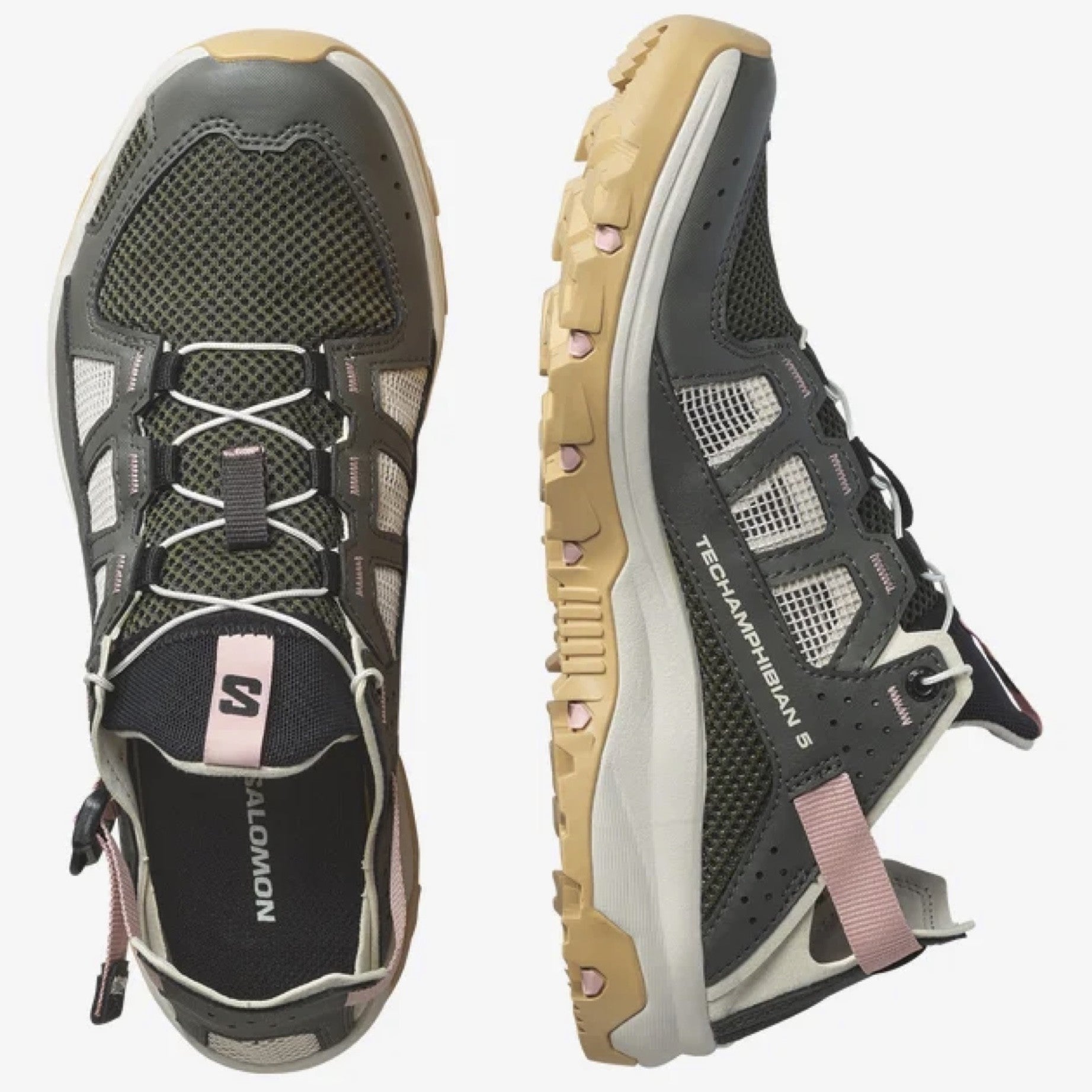 SALOMON TECHAMPHIBIAN 5 hiking shoes - peat/green - SALOMON - Evelostore