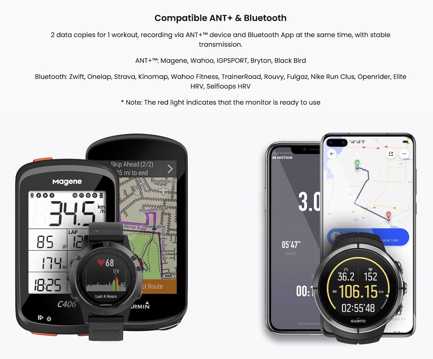 MAGENE H603 heart rate monitor - white - MAGENE - Evelostore