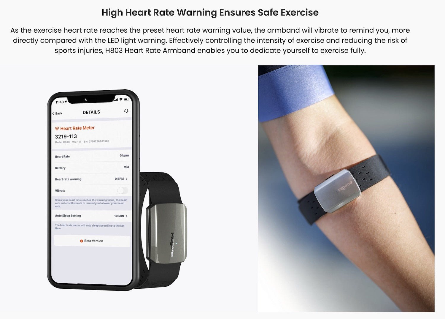 MAGENE H803 heart rate armband - black - MAGENE - Evelostore