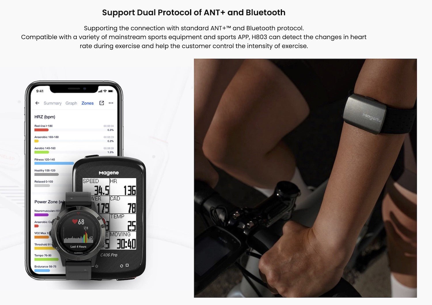 MAGENE H803 heart rate armband - black - MAGENE - Evelostore