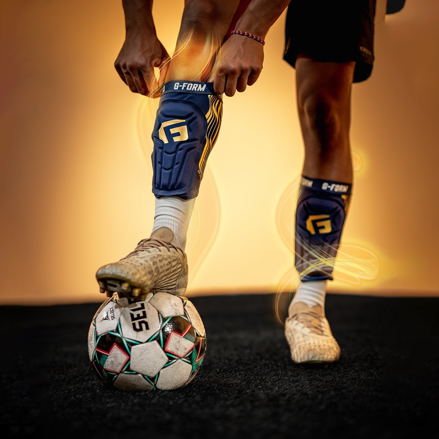 G - FORM V2 soccer shin guards (Adult) - navy/gold - G - FORM - Evelostore