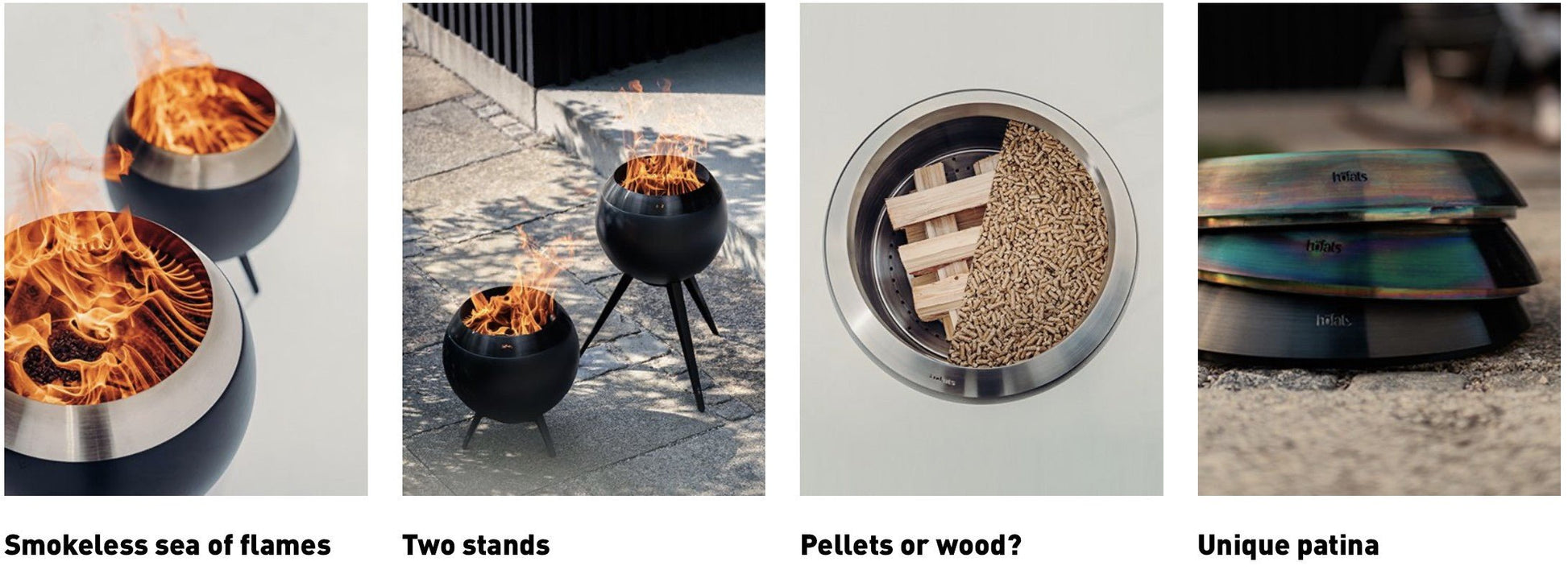 HOFATS MOON 45 fire basket with low foot - silver - HOFATS - Evelostore