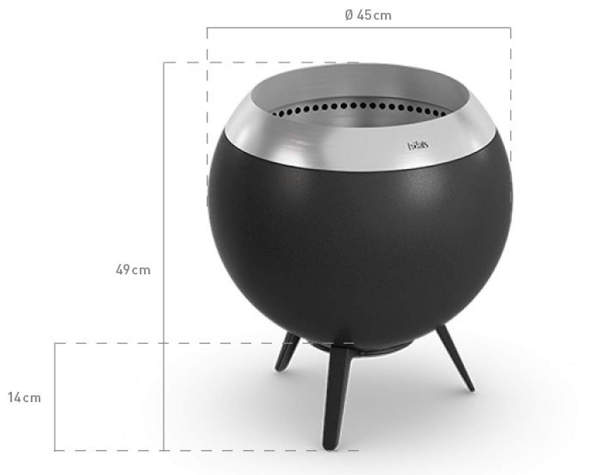 HOFATS MOON 45 fire basket with low foot - silver - HOFATS - Evelostore