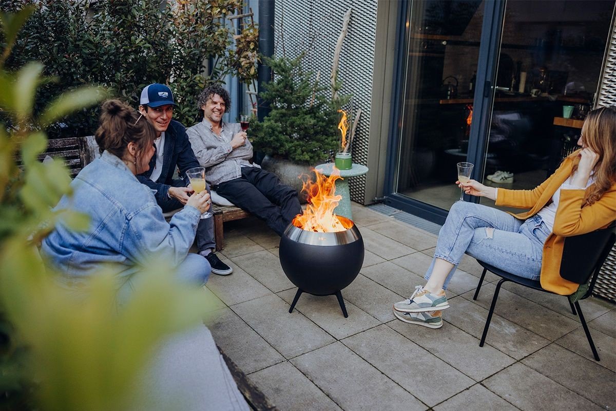 HOFATS MOON 45 fire basket with low foot - silver - HOFATS - Evelostore