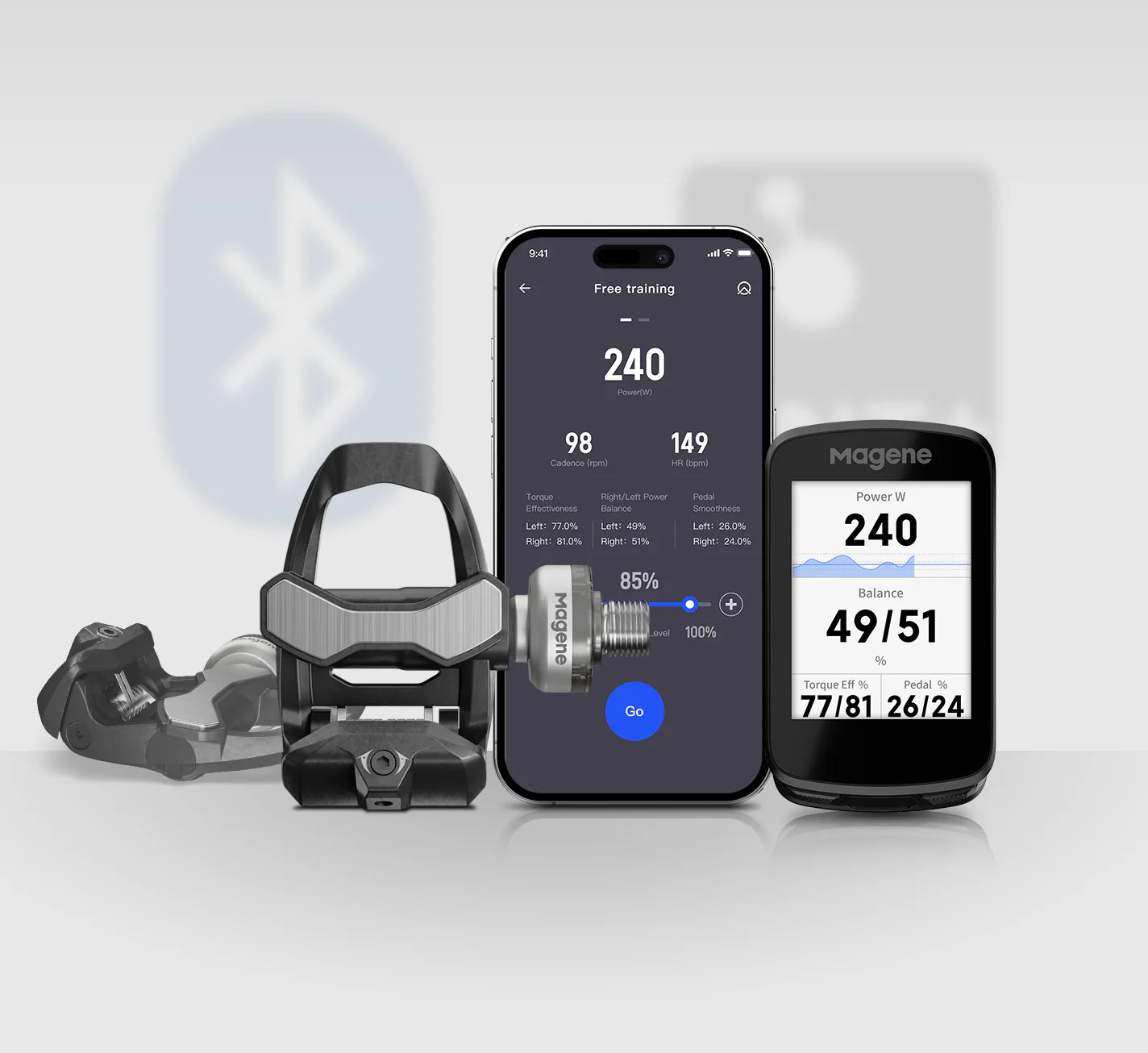 MAGENE P715S Pedalbasierter Leistungsmesser (Look Cleats)) – Schwarz