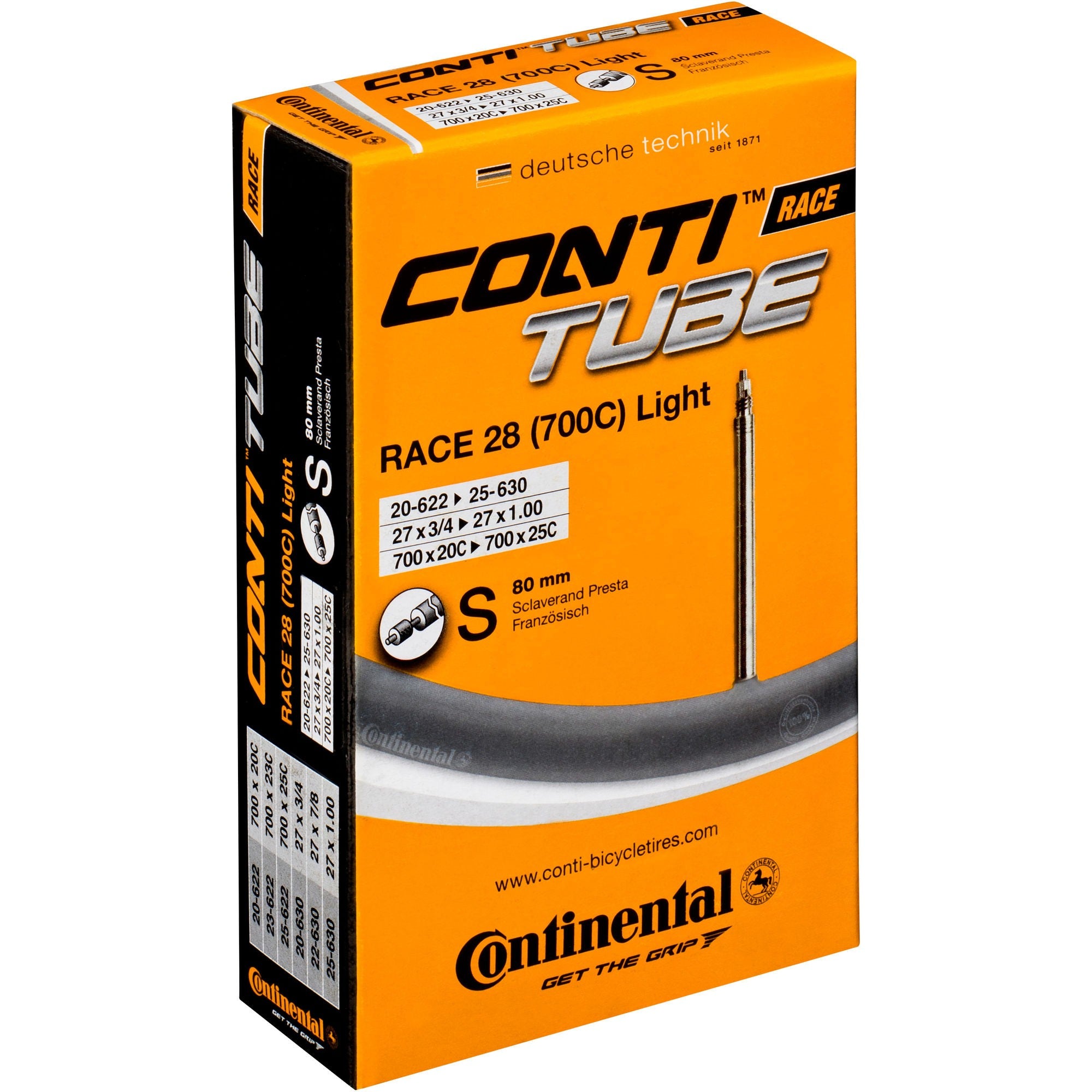 CONTINENTAL RACE 700 x 18/25 Presta vožtuvo 80 mm kamera