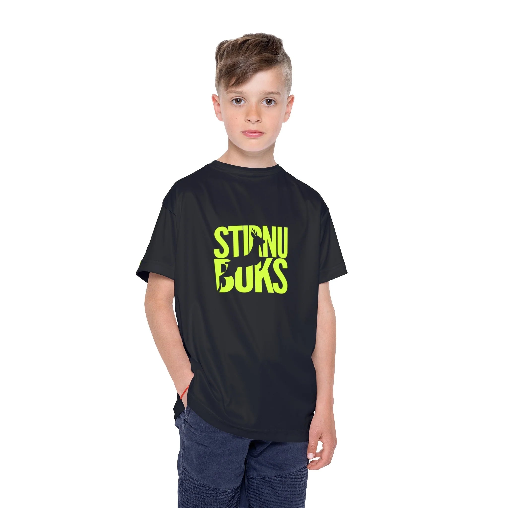 ELEVEN SPORTSWEAR Stirnu Buks children's sports t-shirt - black/fluo