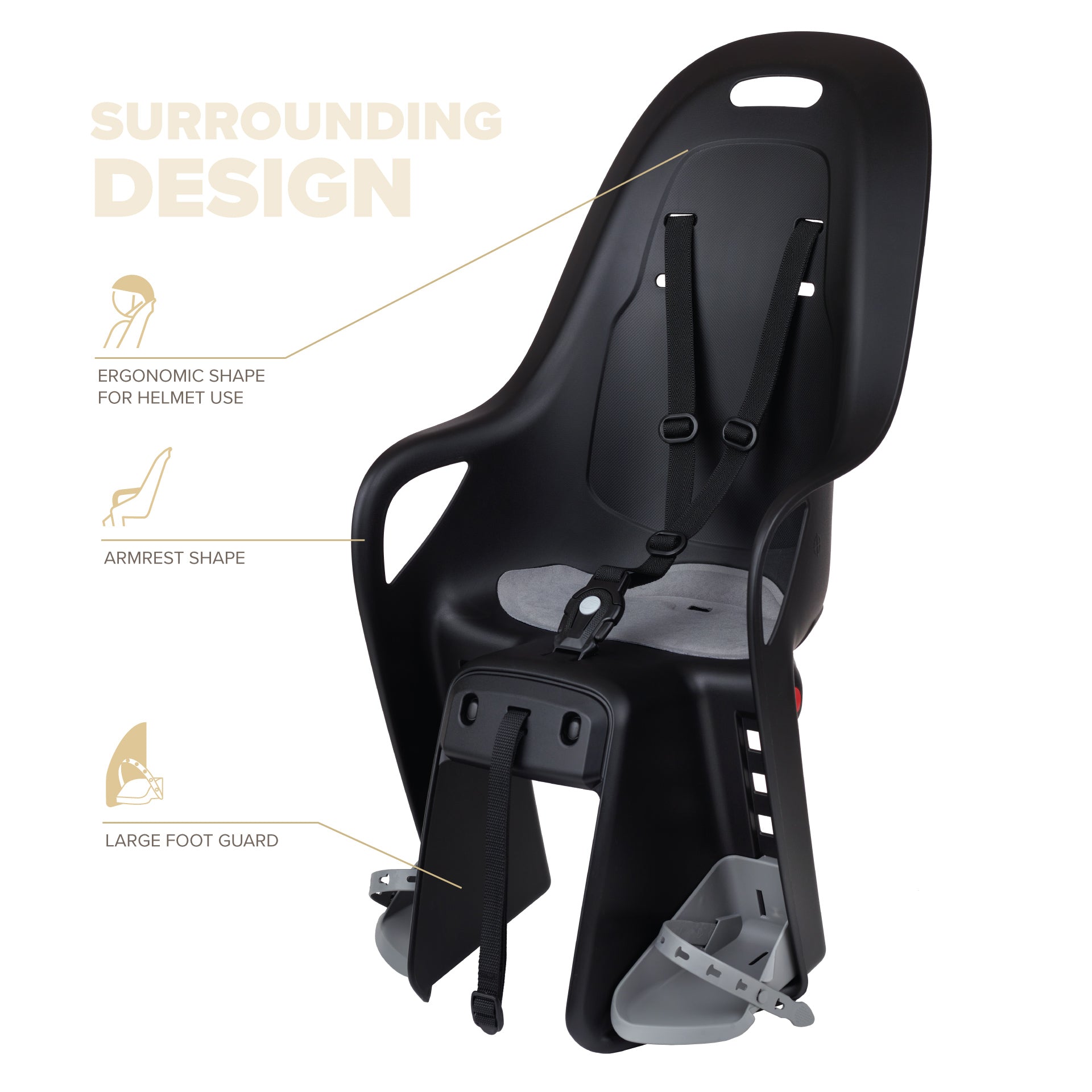 POLISPORT KOARI CFS Child bike seat for Cargo Rack - black/grey - POLISPORT - Evelostore