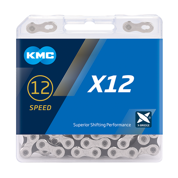 Cadena KMC X12 de 12 velocidades - plata/negro