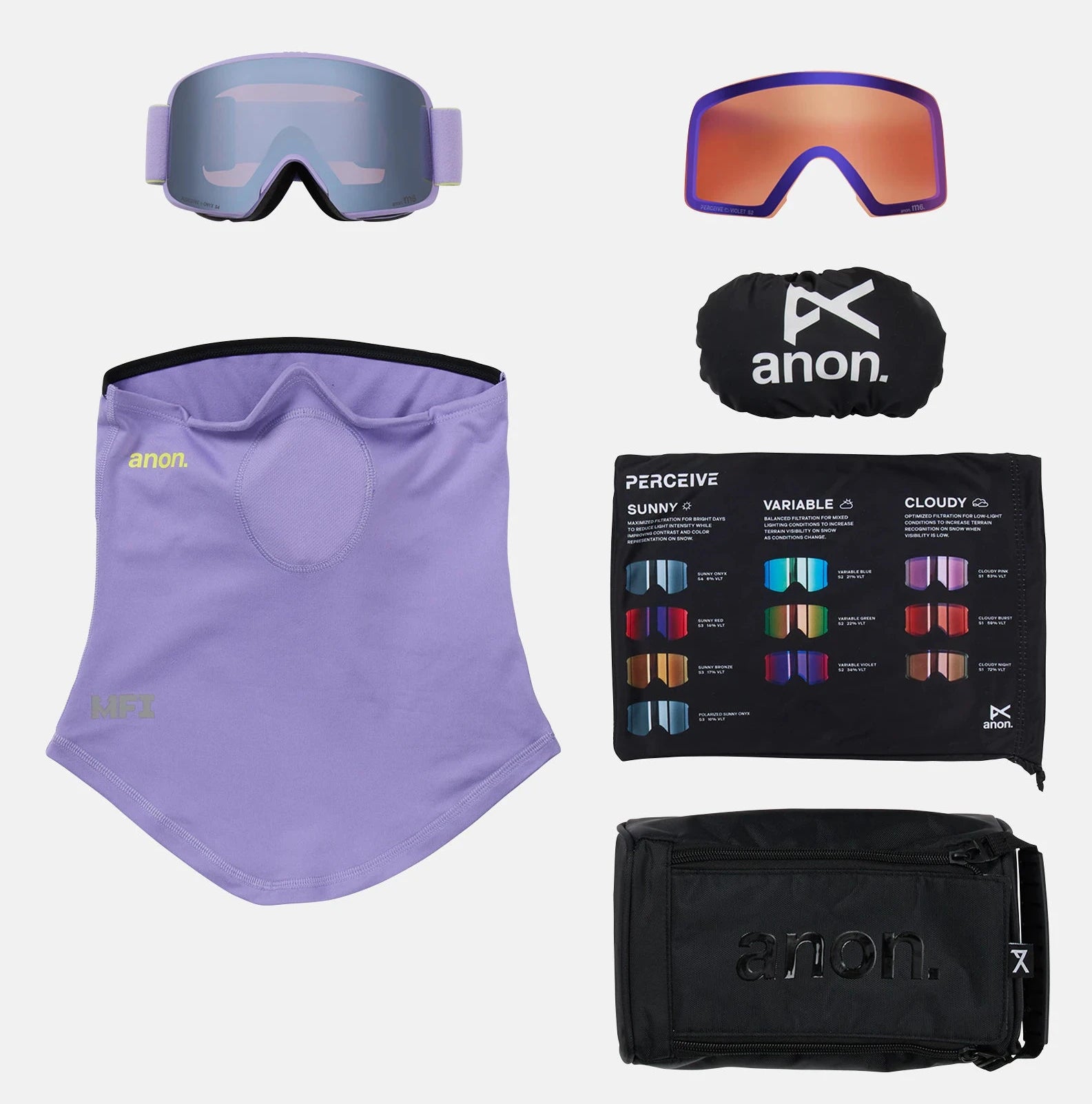 ANON M6S GOGGLES + bonus lens + MFI® face mask - purple - ANON - Evelostore
