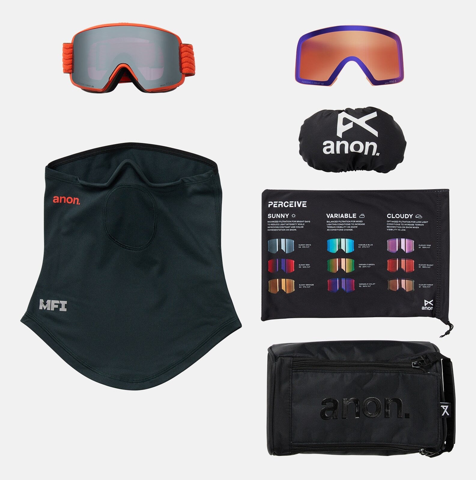 ANON M6S GOGGLES + bonus lens + MFI® face mask - Fiesta red - ANON - Evelostore