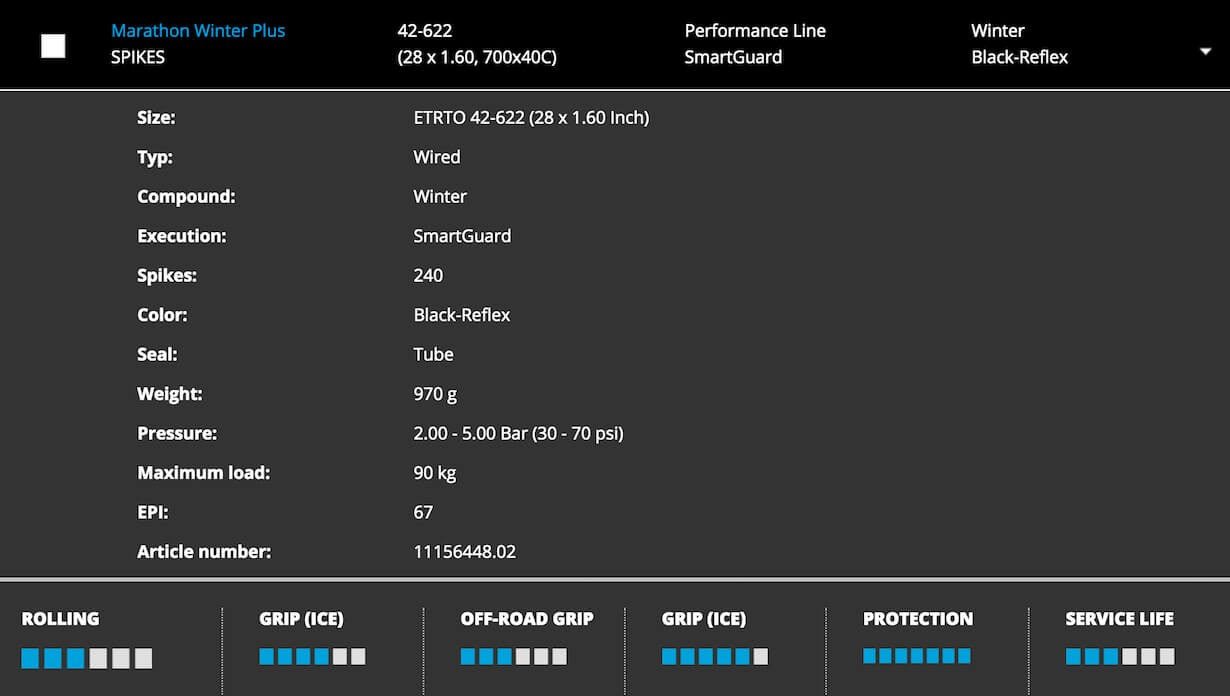 SCHWALBE MARATHON WINTER PLUS 28 x 1.60 tyre - SCHWALBE - Evelostore