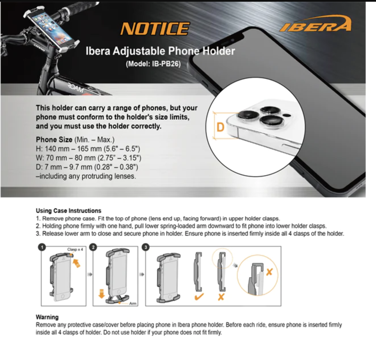 IBERA IB-PB26Q5 4.6"–5.8" smartphone-halter