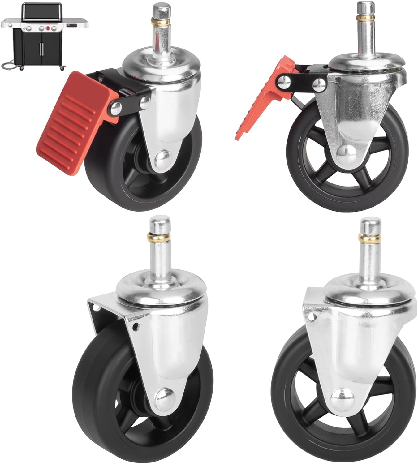 WEBER Grill Wheels for  Genesis 300/400 Series Grills (2022+) 64413 64412, 4pcs