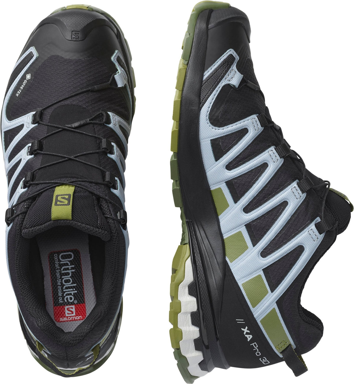 SALOMON XA PRO 3D V8 GTX W trail running shoes - black/green/light blue