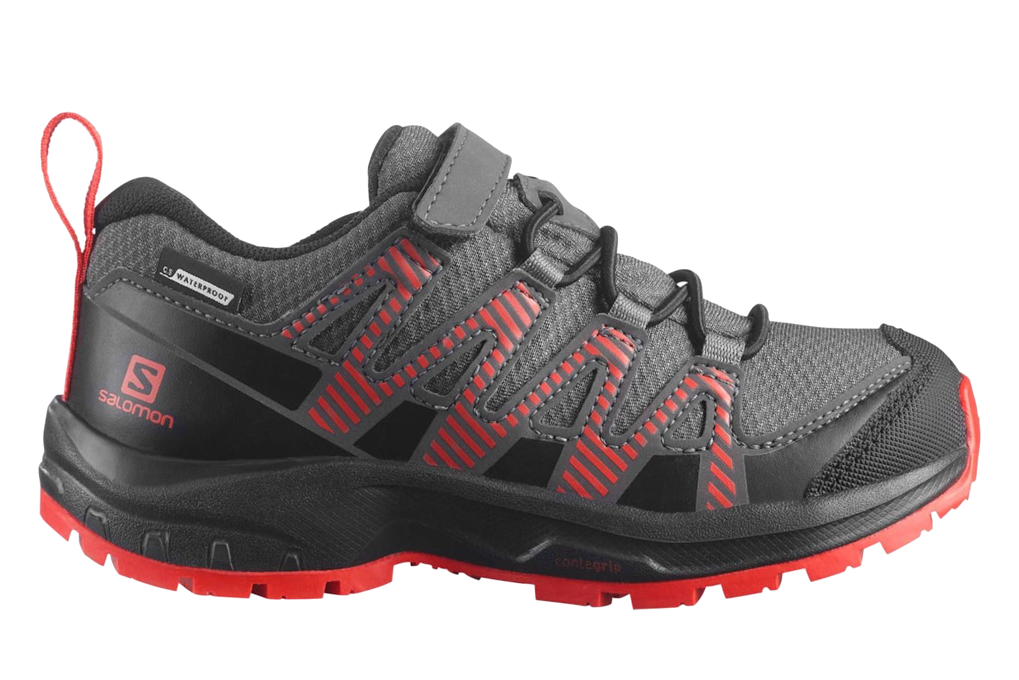 Buty do biegania terenowego SALOMON XA PRO V8 CSWP K – czarno-szaro-czerwone