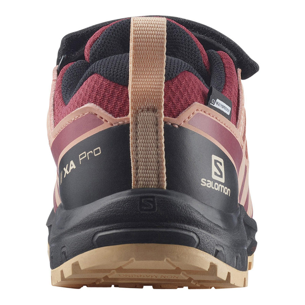 SALOMON XA PRO V8 CSWP K trail running shoes - black/peach/red