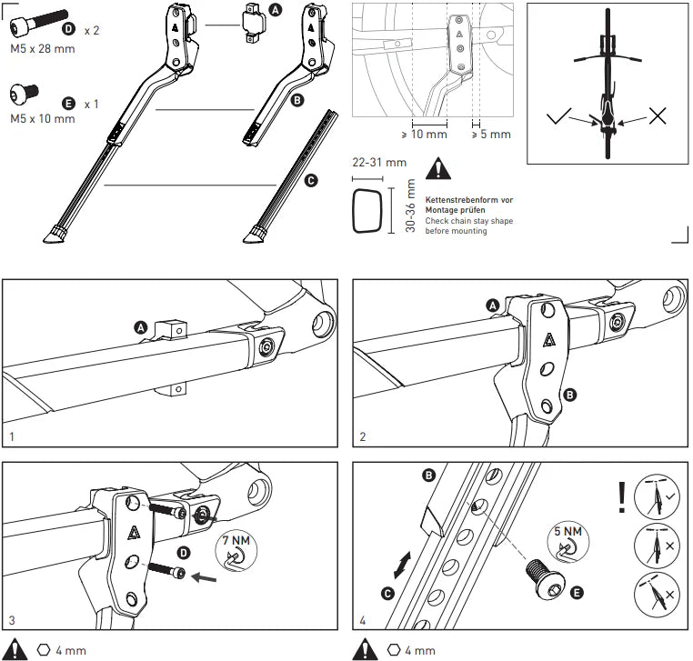Cavalletto ACID UNIVERSAL CHAIN STAY - nero