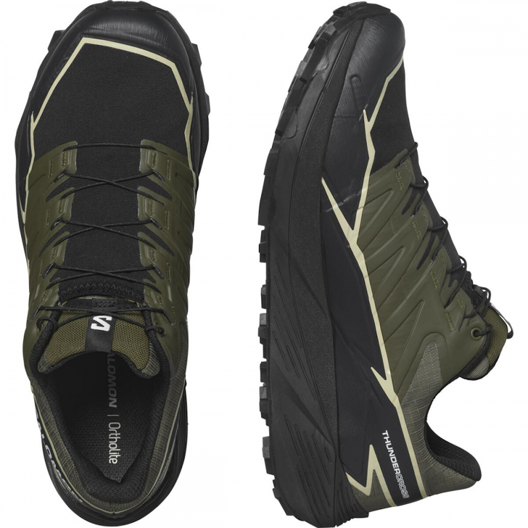 SALOMON THUNDERCROSS GTX trail running shoes - black/camo green